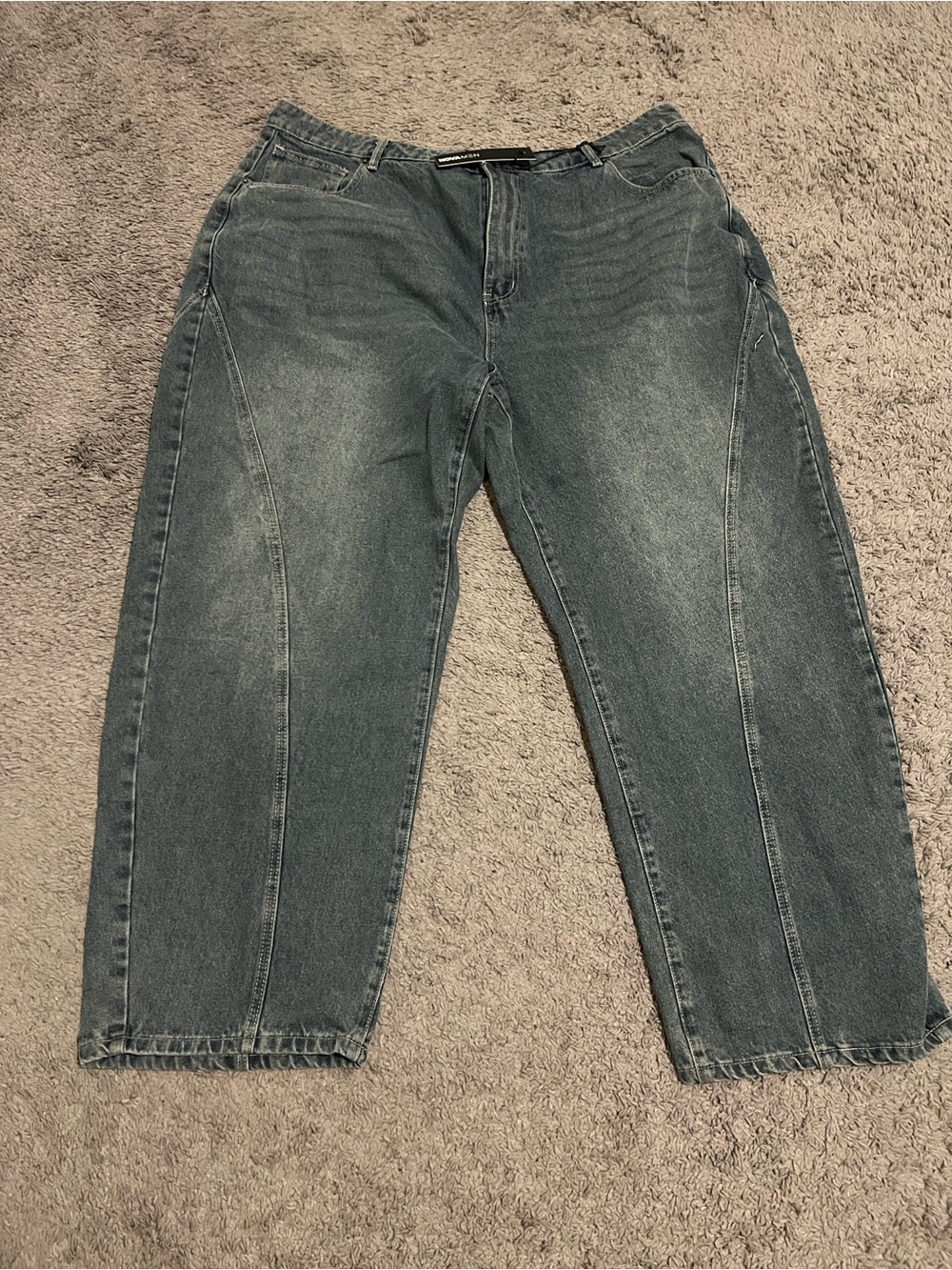 Fashion Nova Men's Faded Black Relaxed Denim Jeans